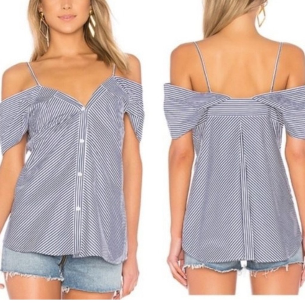 Theory Hartman Stripe off the shoulder top